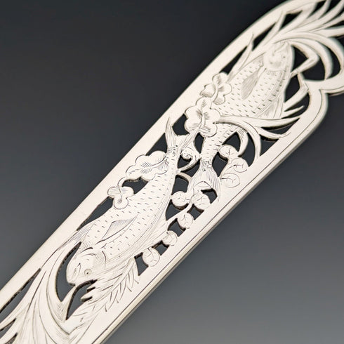 1836 British Antique Pure Silver Handle Fish Cutlery Pair Elkington